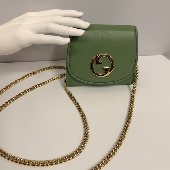 Gucci Leather Medium Blondie Wallet Crossbody Bag Purse Salamander Green NWOT - Picture 3 of 16